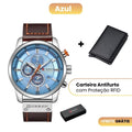 Relógio Curren Magnatta™ + Carteira Antifurto com Proteção RFID [Brinde]